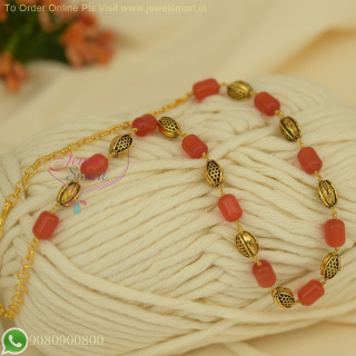 Simple Beaded Jewellery Designs | Low Price 18-inch Antique Necklace with Colorful Beads NL26797