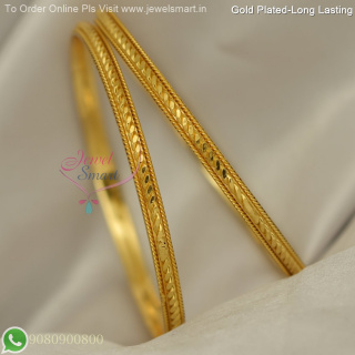 Simple Twisted Design Gold Plated Bangles for Daily Wear – 3.5 mm Thickness B27262