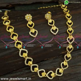 Simple Yet Futuristic Gold Necklace Designs For Everyday Wear Low Price NL25017