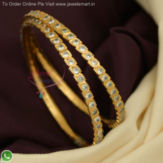 Single Line Handmade Impon Panchaloha & Gold Plated Bangles – Regular Wear AD Stones B27135