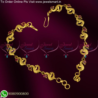 Single Line Peacock Ear Chains Mattal Simple Antique Gold Accessories EC25425