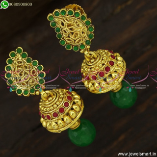 Small Beautiful Mango Jhumka Earrings Antique Jewellery Red Green Online