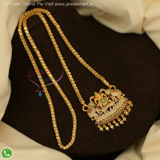 Small Gajalakshmi Dollar with 24-Inch Gold Plated Chain - Popular Regular Wear Design PS27089