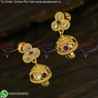 Small Size Floral Gold Covering Jhumkas Online Latest J25125
