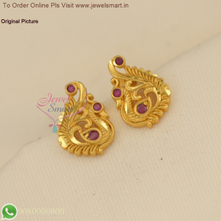 Small Size Gold Forming Peacock Ear Studs - Real Look, Lightweight Premium Designs ER27050