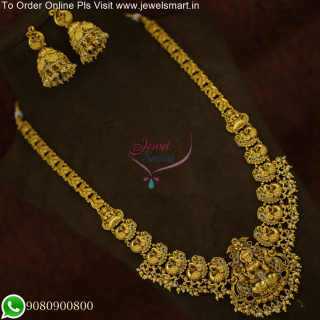 South Indian Gold Temple Haram Designs Jhumka Earrings NL25629