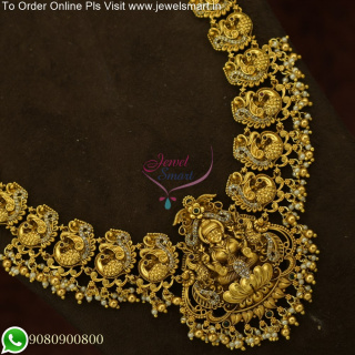 South Indian Gold Temple Haram Designs Jhumka Earrings NL25629