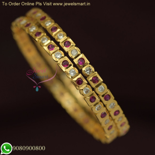 Square Round Mix Indian Single Line Gold Plated Bangles with Fitting Stones B26226