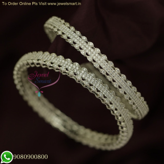 Sparkling 4 Line White CZ Bangles | Diamond-Inspired Catalogue | Silver Plated B25872