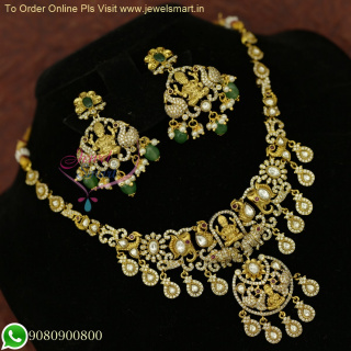 Sparkling Temple Necklace Set - Latest Victorian Style South Indian Jewellery Designs NL26599