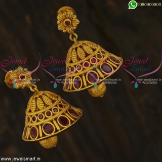 Stylish Designer Jhumka Earrings Floral Jewellery Collections Ruby and Emerald