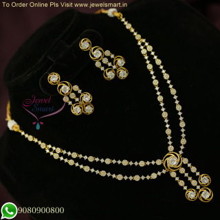 Radiant Elegance: Stylish Diamond Look Layered Necklace Set - Latest Trending Jewelry Designs Online NL26294