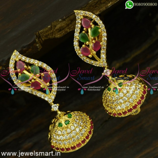 Stylish Leaf Design Jimikki Kammal Gold Covering Jewellery Designs J25027