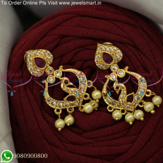 Stylish Peacock Kammal Designs Ear Studs Daily Wear Gold Covering ER25106