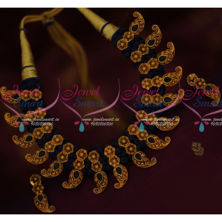 NL14942 Dark Blue Colour Silk Thread Fashion Jewellery Metal Pendants Mango Design Latest