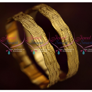 B15894 Broad Neli Curve Design Bangles 2 Pieces Set Gold Plated Daily Wear Jewellery Online