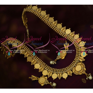 NL15491 Coin Temple Haram Kasulaperu Pearl Antique Jewellery Traditional Collections Online