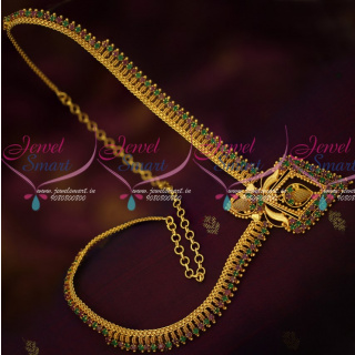 NL16300 AD Semi Precious Stones Gold Plated Haram Latest Designs South Indian Jewelry