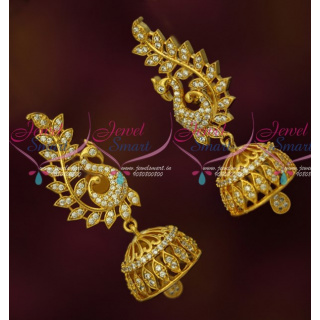 J16259 AD Jhumkas White Stones South Screw Earrings Designs Online