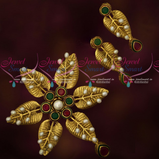 PS17881 Ruby Emerald Antique Premium Imitation Jewellery Gold Design Pearl Hand Setting Collections