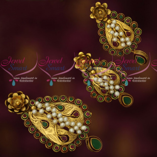 PS17866 Real Pearls Handmade Antique Pendant Earrings Set Gold Design Imitation Jewellery