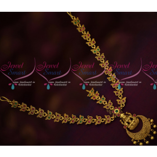 M18180 Traditional Antique Gold Plated Temple Jewellery Kemp Bridal Damini Latest Imitation