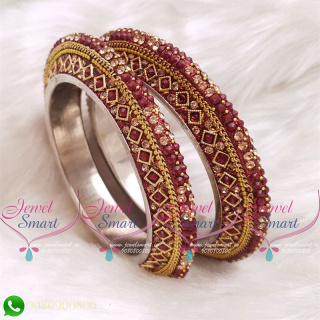 Maroon Colour Lac Bangles Handmade Brass Base Matching Jewellery B20513