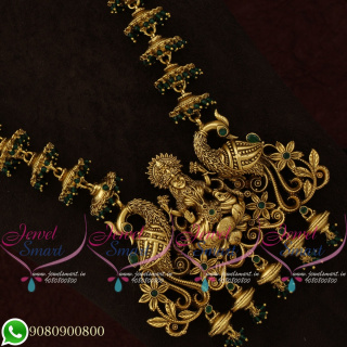 Temple Jewellery Long Necklace Crystal Beads Traditional Design