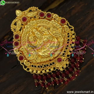 Temple Jewellery With Colour Beads Danglers Gold Pendant Design New Online P23869