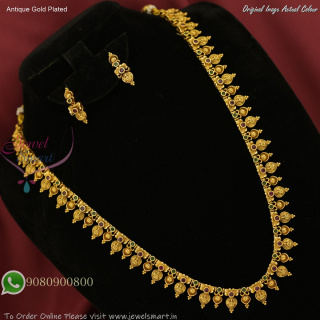 Antique Gold Plated Traditional Lakshmi Design Temple Necklace Set with Earrings NL27466