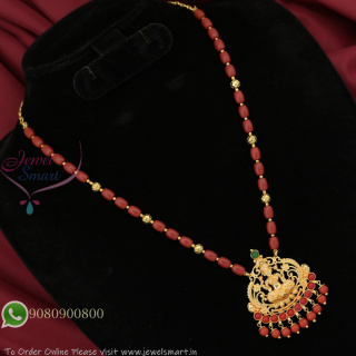 Temple Lakshmi Pendant Coral Beads Necklace Gold Plated Traditional Jewellery NL27348