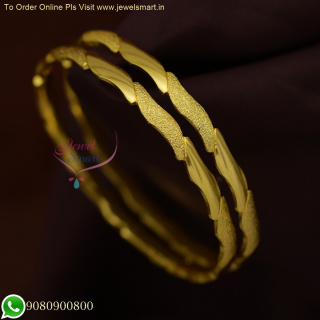 Distinctive Textured and Mirror Look Gold Covering Bangles: Striking Elegance in Thick Metal B26002