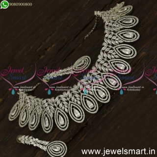 Thoranam Inspired Vibrant Diamond Choker Necklace Design Rose Gold Silver Bridal Jewellery NL24079