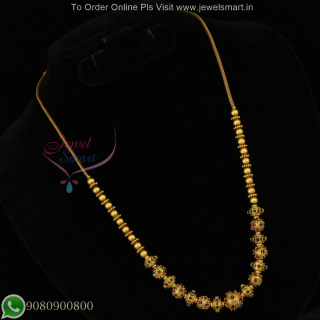 Traditional Gold Plated Beaded Necklace with Intricate Design NL27212