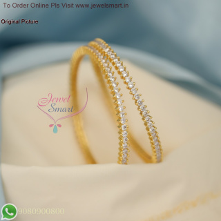 Traditional Single Line American Diamond Bangles - Gold Replica Designs B27065