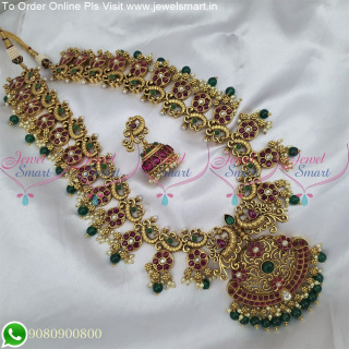 Trending Bridal Long Necklace Sets Online Premium Gold Touch Antique NL25113