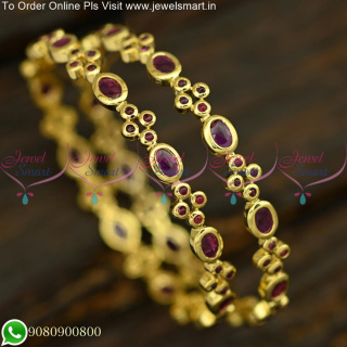 Trending Kemp Stones One Gram Gold Bangles Design New Patterns b25473