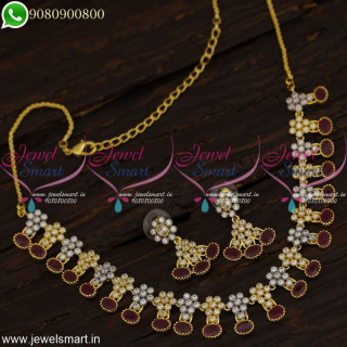 Two Tone Dual Colour Plated Necklace Set Gold And Silver Combination