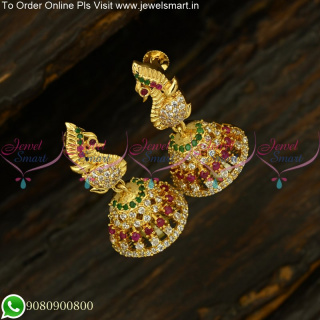 Unique Design Peacock Jhumkas Latest Gold Plated Jewellery J25206