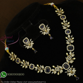 Victorian Finish Floral Necklace Set | CZ Stones | Multiple Colour Options | Party & Bridal Wear NL27303