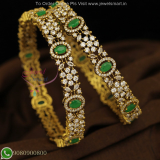 Victorian Style Oxidised Bangles with CZ Stones – Ruby Red & Emerald Green Party Wear B27251