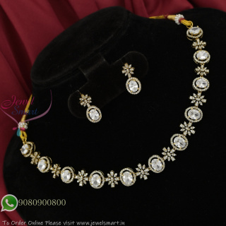 Victorian Style CZ Necklace Set with Sparkling White Stones – Elegant Party Wear Jewellery for Women NL27406
