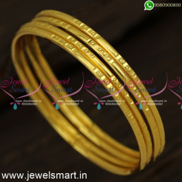 Smooth 4 Pieces Set One Gram Gold Bangles Latest Kappu Valayal Online ...