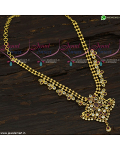 1 Gram Gold Simple Stone Necklace South Indian New Fashion Collections NL21698