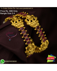 2.4 Size Antique Gold Design Bangles - Oval Kemp Temple Lakshmi - Offer Prices B26669