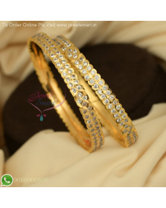 2 Line Panchaloha Gold Plated AD Stone Bangles – Exact Gold Replica, Fully Closed Back B27137
