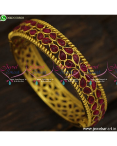 2 Line Ruby Stones Antique Gold Kada Design For Ladies Imitation Ornaments B23836