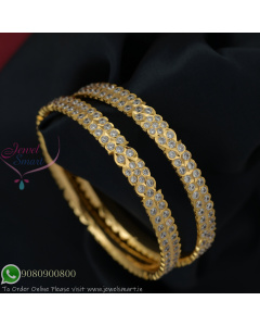 2 Line Stone-Studded Impon Panchaloha Gold Plated Traditional Bangles – Handcrafted Bridal Jewellery B27369