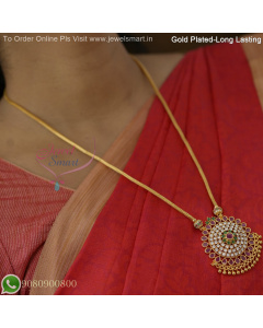 20 Inches Gold Plated Chain with AD Stones Pendant – Real Look, Long Lasting Plating NL27260