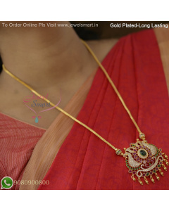 20 Inches Gold Plated Chain with AD Stones Pendant – Real Look, Long Lasting Plating NL27261